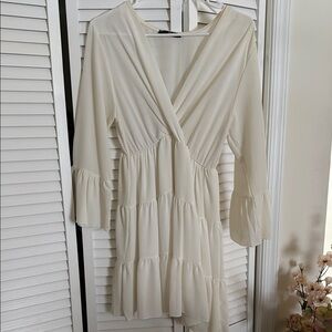 Elegant Cream Ruffle Dress